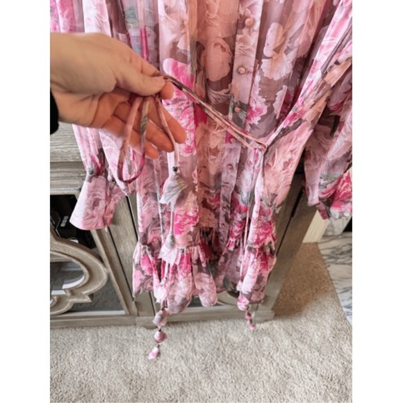 Alex Marie Floral Ruffle Mini Dress Womens Pink Size 6 - Picture 6 of 12